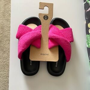Pink terry cloth slides